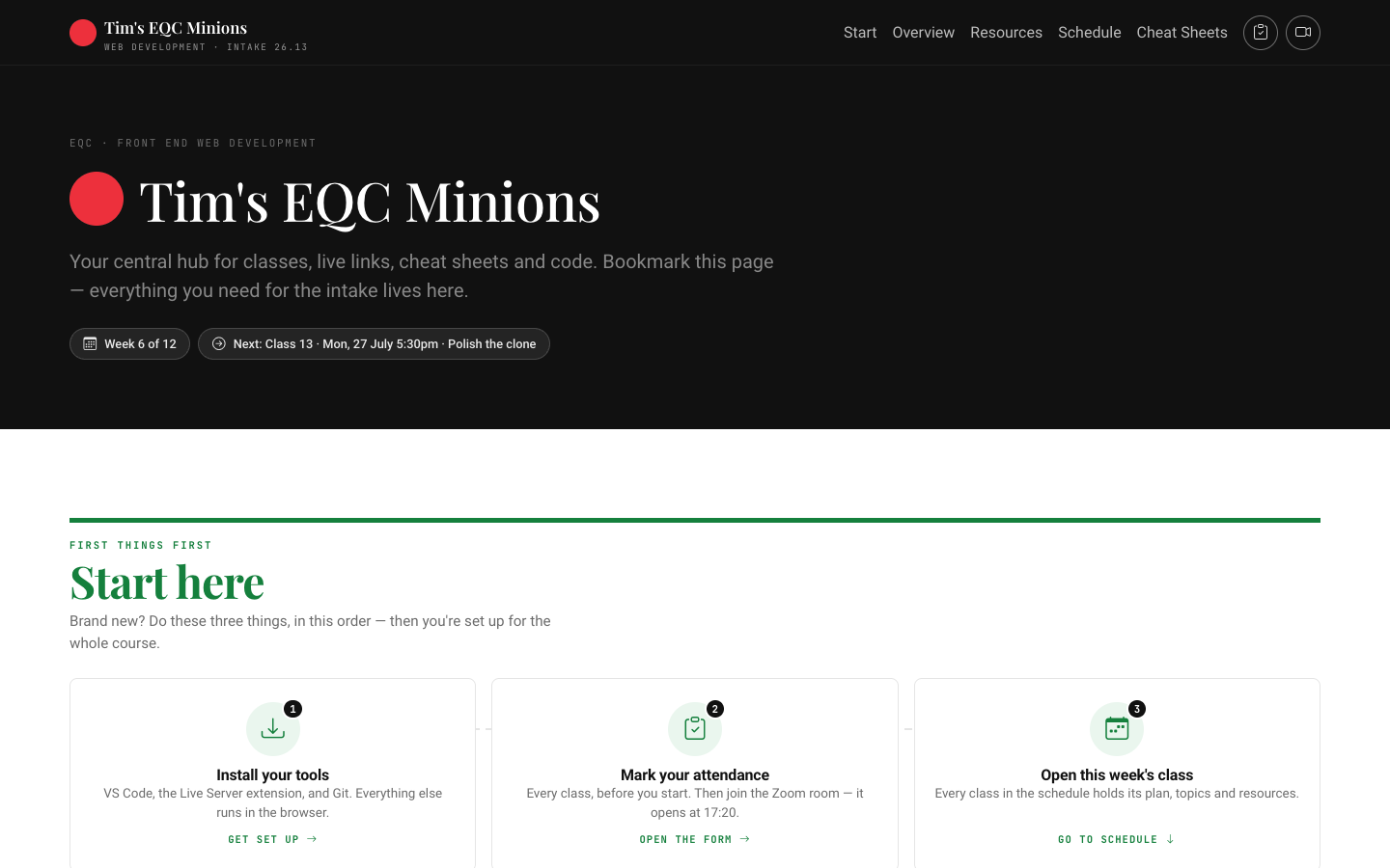 Tim's EQC Minions class hub for intake 26.13