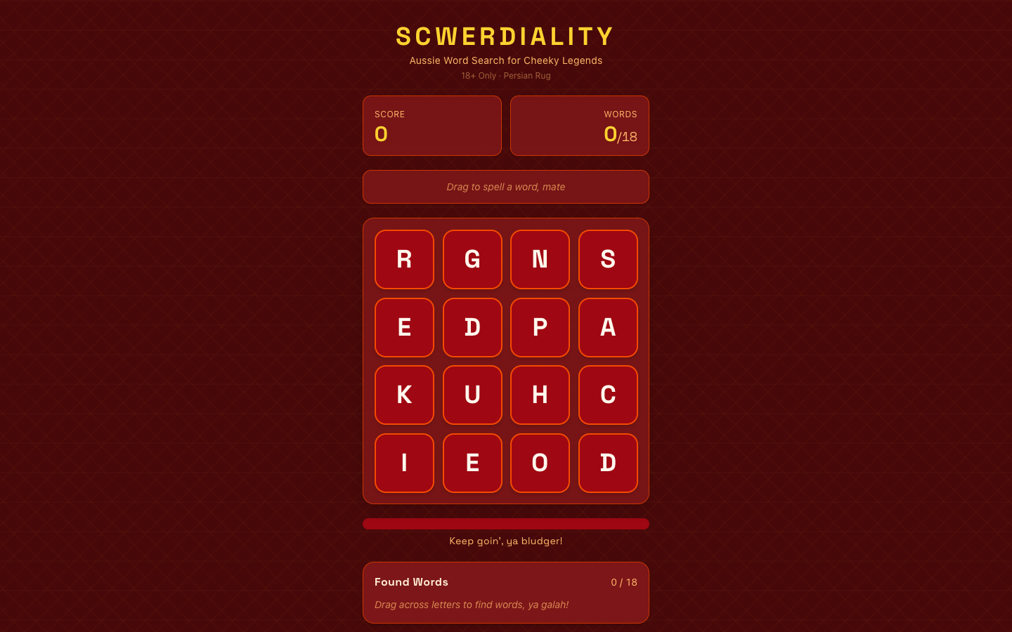 Scwerdiality Aussie word search game